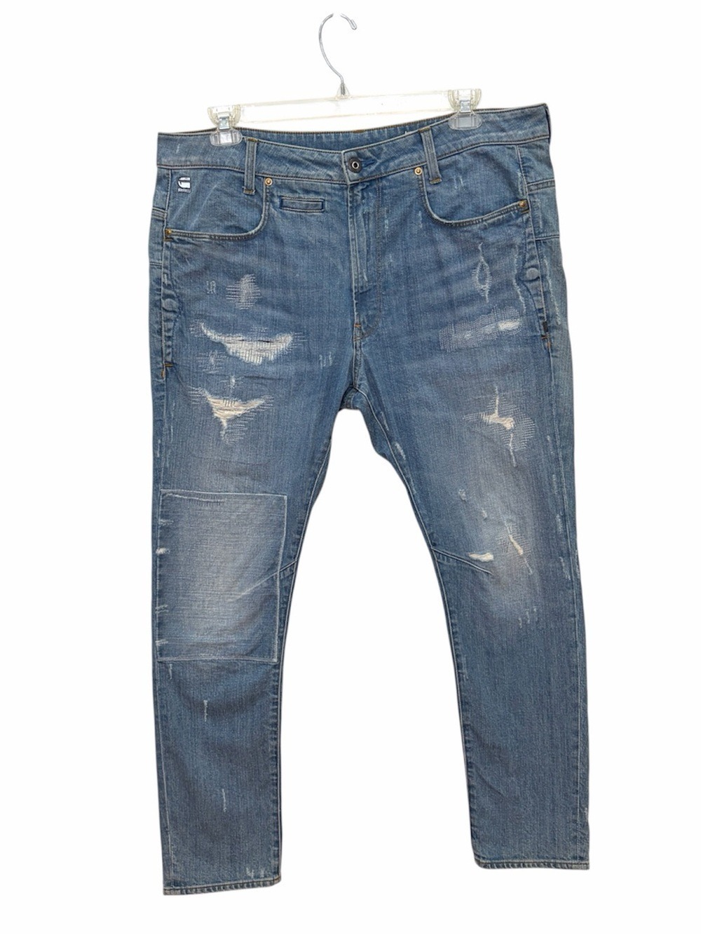 G-Star RAW D-Staq 3D Slim Jeans Size Tag 36x32 Waist 40 Sun Faded Prussian Blue